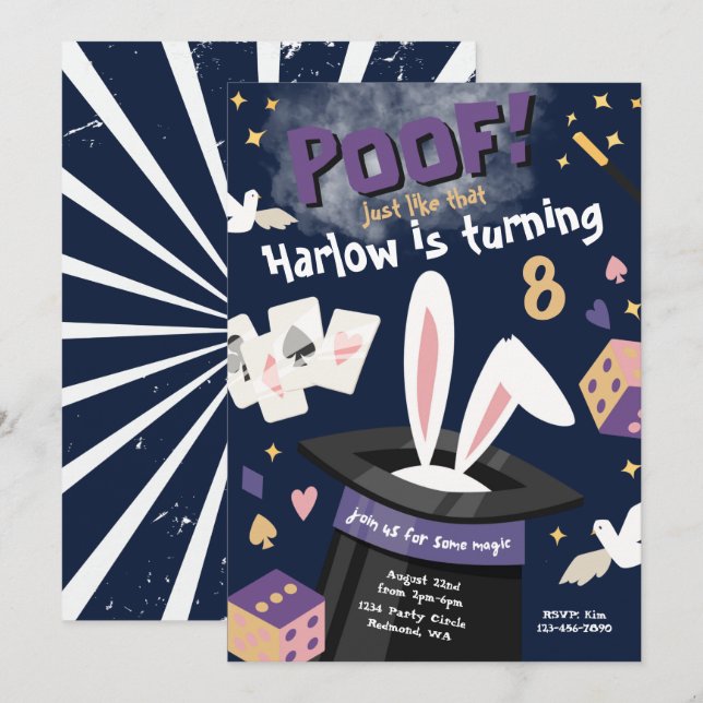 Invitación a la fiesta mágica | Aniversario del pr (Anverso / Reverso)