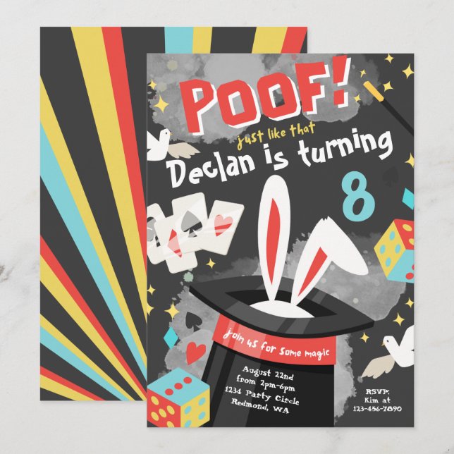 Invitación a la fiesta mágica | Invitación al cump (Anverso / Reverso)