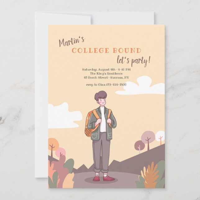 Invitación a la fiesta masculina en la universidad (Anverso)