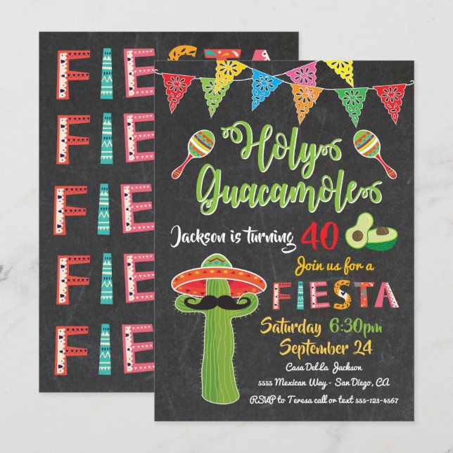 Invitación a la Fiesta Mexicana de Cumpleaños (Anverso / Reverso)