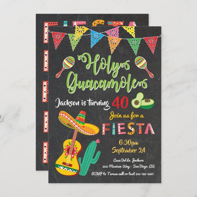 Invitación a la Fiesta Mexicana de Cumpleaños (Anverso / Reverso)