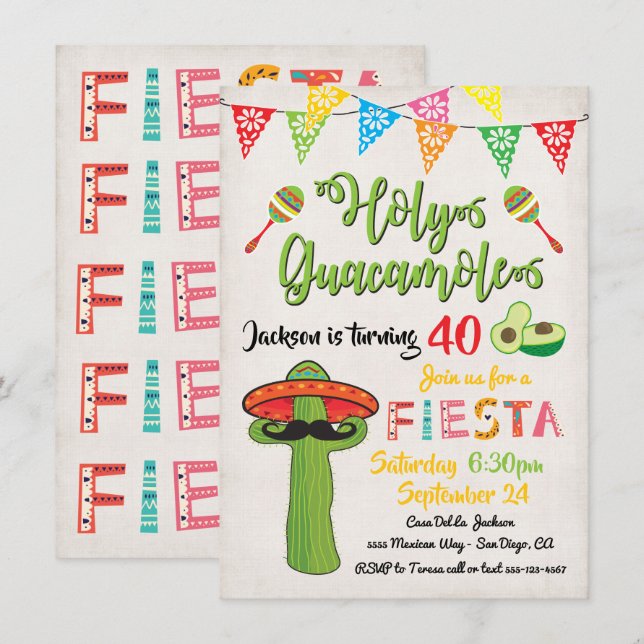 Invitación a la Fiesta Mexicana de Cumpleaños (Anverso / Reverso)