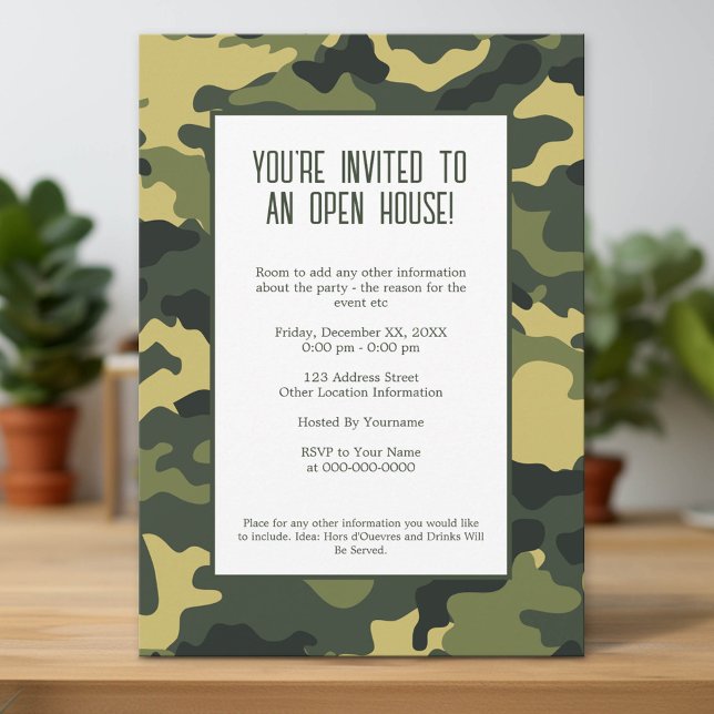 Invitación a la fiesta militar/de camuflaje (Custom Invitation)