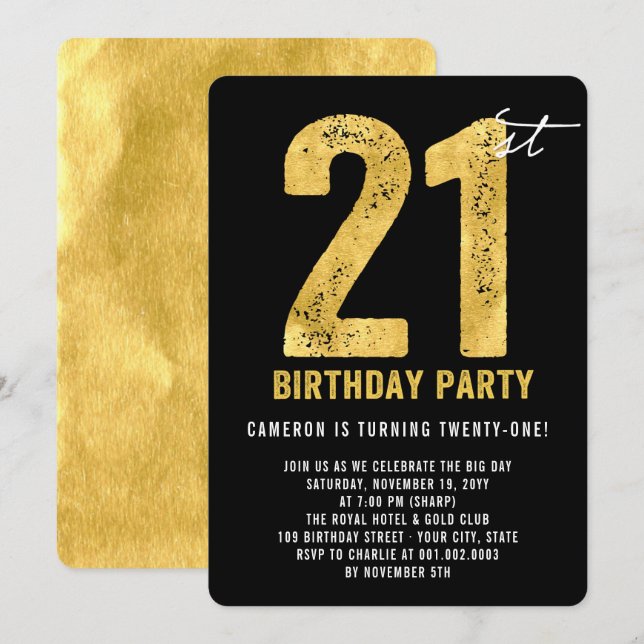 Invitación a la fiesta moderna de cumpleaños númer (Anverso / Reverso)