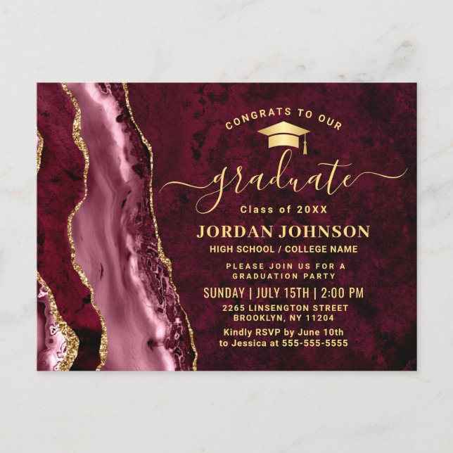 Invitación a la fiesta moderna de graduación de Bo (Anverso)