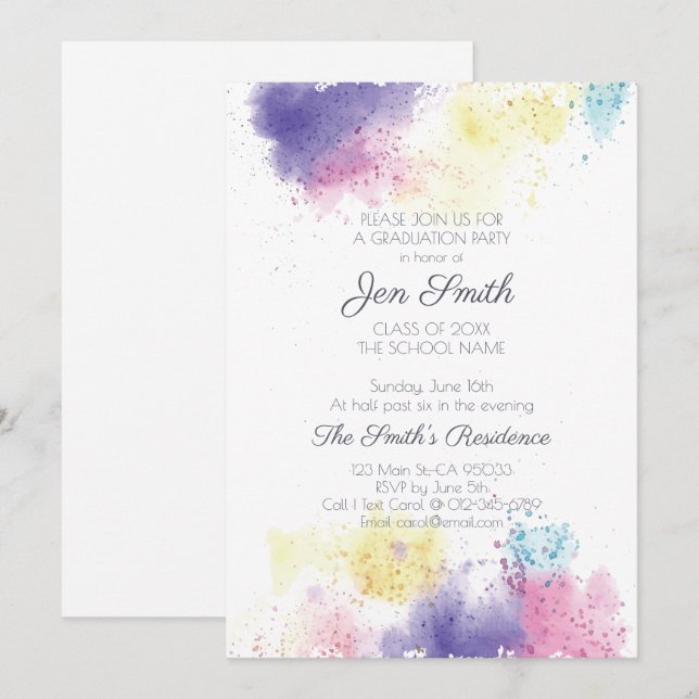 Invitación a la fiesta moderna de graduación de co (Anverso / Reverso)