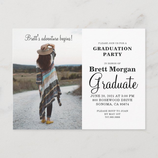 Invitación a la fiesta moderna de graduación fotog (Anverso)