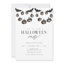 Invitación a la fiesta moderna de Halloween en neg