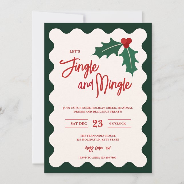 Invitación a la Fiesta Moderna de Navidad Jingle y (Anverso)