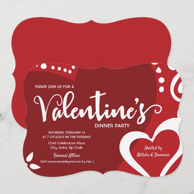 Invitación a la fiesta moderna de San Valentín de  (Anverso / Reverso)