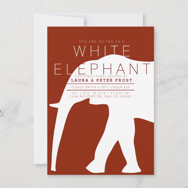 Invitación a la fiesta moderna del Elefante Blanco (Anverso)