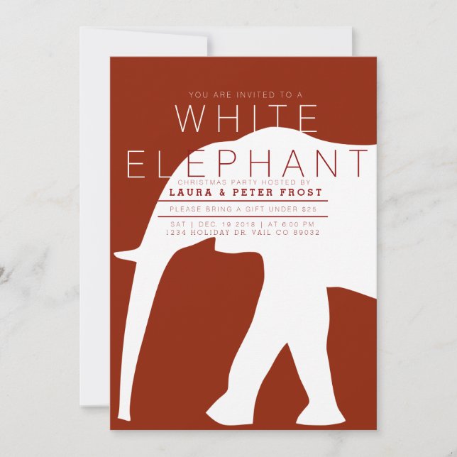 Invitación a la fiesta moderna del Elefante Blanco (Anverso)