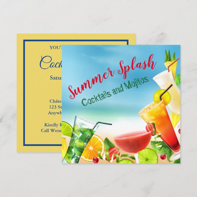 Invitación a la fiesta Mojito de cóctel de verano (Anverso / Reverso)