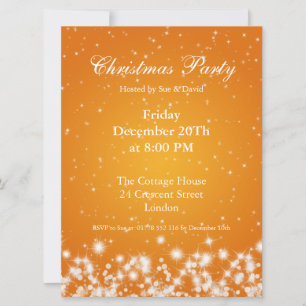 Invitación a la fiesta Naranja elegante brillo de 