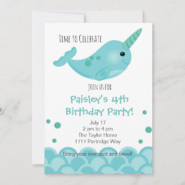 Invitación a la fiesta Narwhal