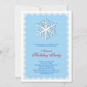 Invitación a la fiesta navideña con copos de nieve