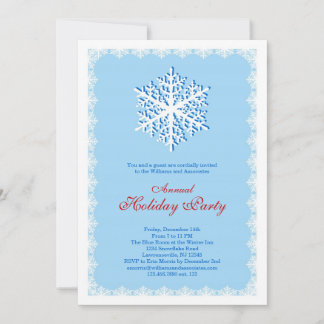 Invitación a la fiesta navideña con copos de nieve
