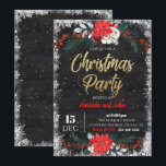 Invitación a la fiesta navideña de Chalkboard Merr<br><div class="desc">Diseñado para nuestra colección de Feliz Navidad,  este personalizable Invitación incluye corona de árbol de navidad y floral roja,  fuentes doradas junto con secciones de personalizable para nombres,  fecha,  lugar y solicitud. Elementos coincidentes disponibles.</div>