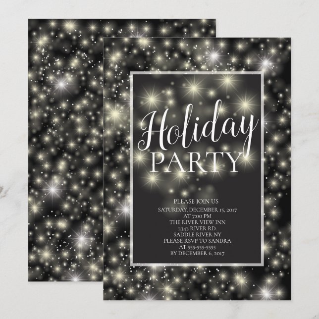 Invitación a la fiesta navideña de estrella modern (Anverso / Reverso)