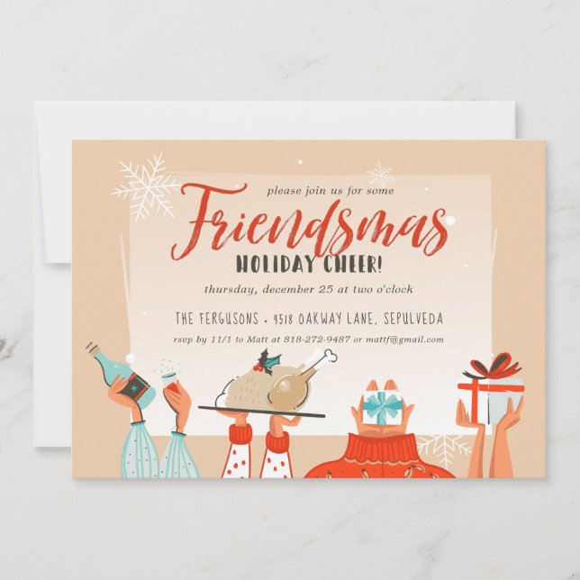 Invitación a la Fiesta Navideña de Friendsmas (Anverso)