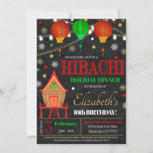 Invitación a la fiesta navideña de Hibachi