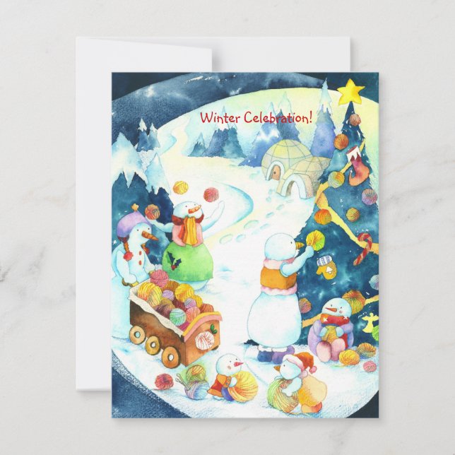 Invitación a la fiesta navideña de la familia Snow (Anverso)
