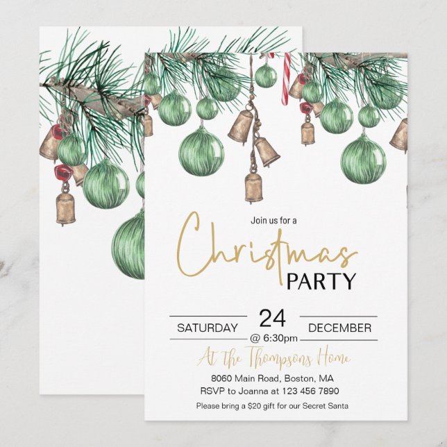Invitación a la fiesta navideña de los navidades B (Anverso / Reverso)