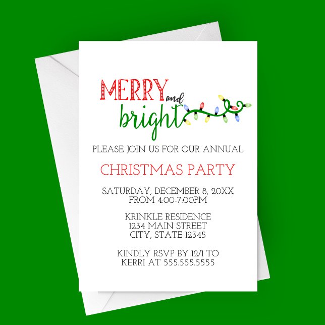 Invitación a la Fiesta Navideña de Merry and Brigh (Merry and Bright Christmas Party Invitation)