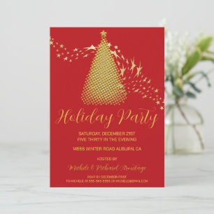 Invitación a la fiesta navideña de moda Gold
