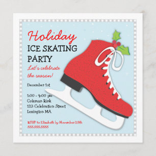 Invitación a la fiesta navideña de patinaje sobre 