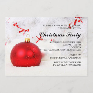 Invitación a la fiesta navideña de Red Baubles