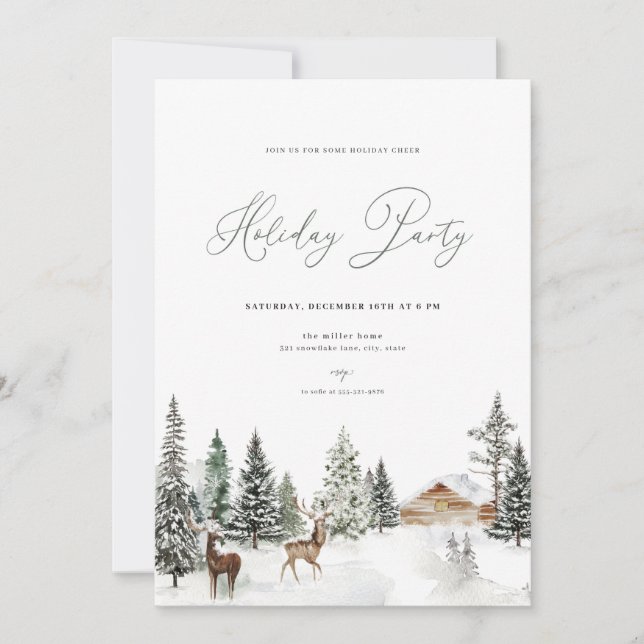 Invitación a la fiesta navideña en invierno (Anverso)