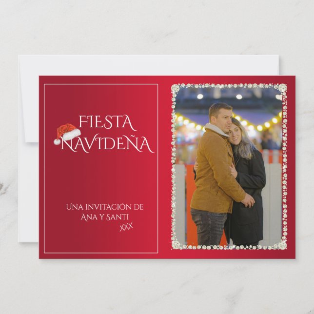 Invitación a la Fiesta Navideña Foto Fiesta (Anverso)