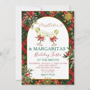 Invitación a la Fiesta Navideña Plaid Mistletoe &