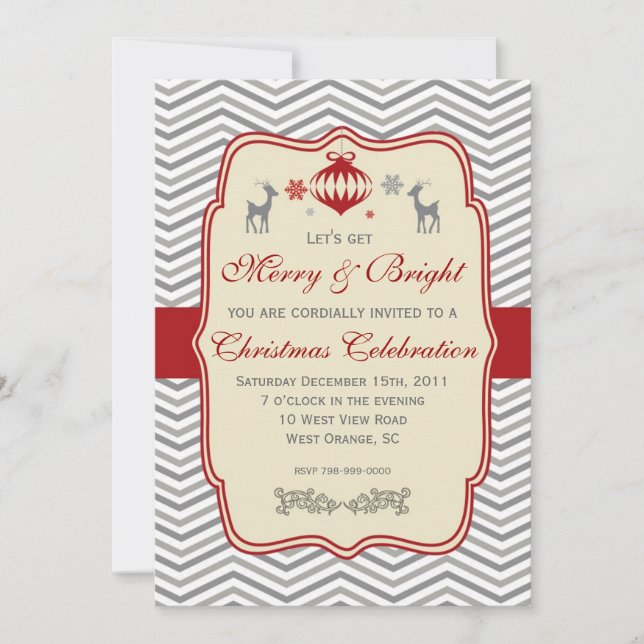 Invitación a la fiesta navideña vintage (Anverso)