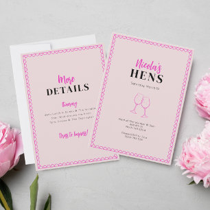Invitación a la fiesta Neon Pink Wine Glass Hens