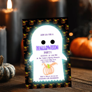 Invitación a la fiesta neonesa de Halloween
