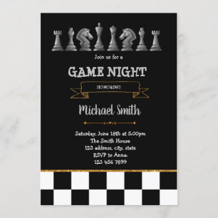 invitación a la fiesta nocturna de ajedrez