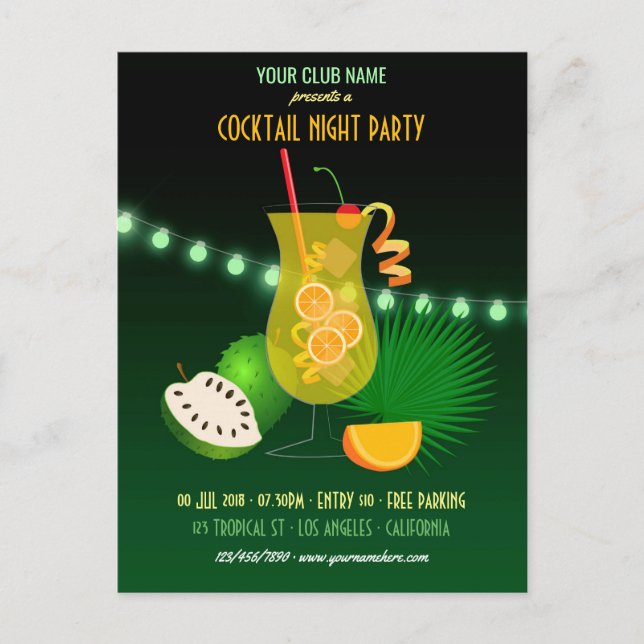 Invitación a la fiesta nocturna de cócteles Club/C (Anverso)