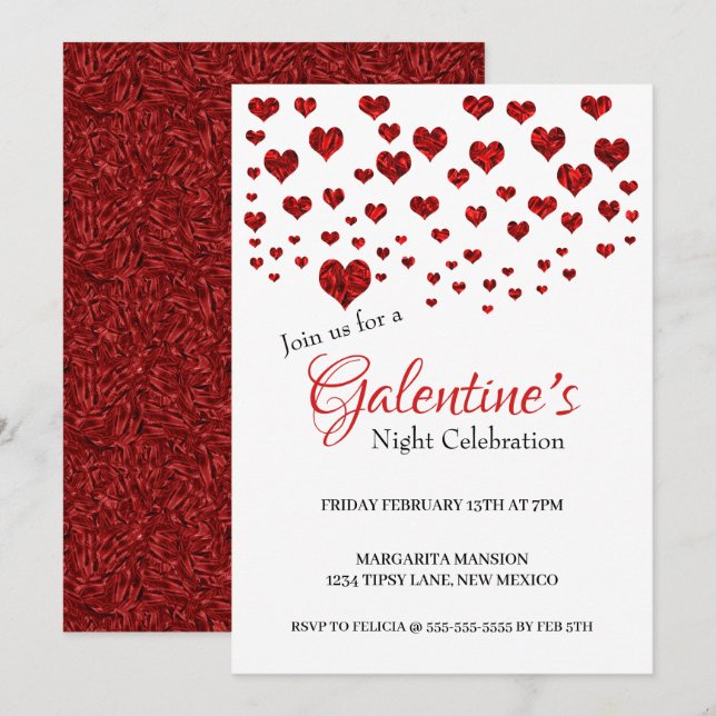 Invitación a la fiesta nocturna de Galentine (Anverso / Reverso)