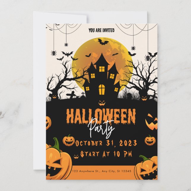 Invitación a la fiesta nocturna de Halloween (Anverso)