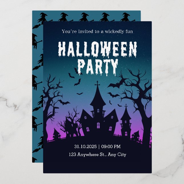 Invitación a la fiesta nocturna de Halloween (Anverso/Reverso)