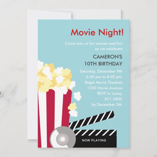 Invitación a la fiesta nocturna de la película (Anverso)