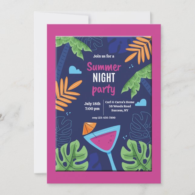 Invitación a la fiesta nocturna de verano (Anverso)