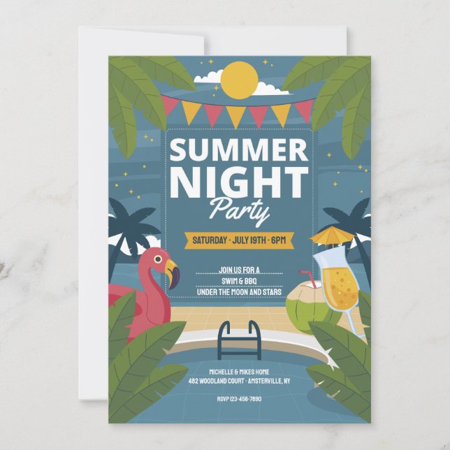 Invitación a la fiesta nocturna de verano (Anverso)