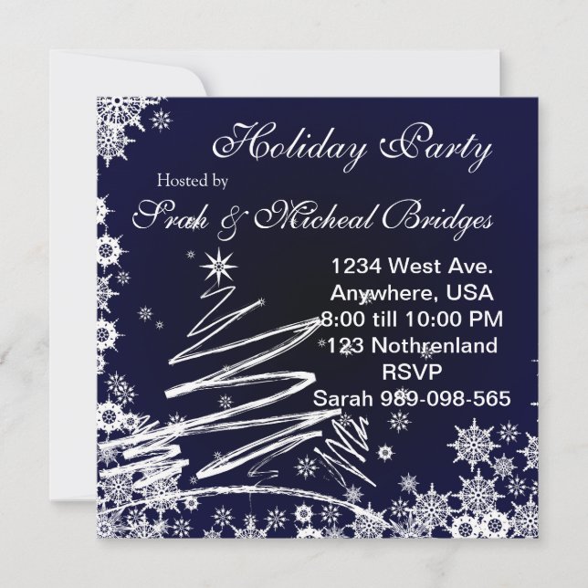 Invitación a la fiesta nocturna Starry Snowy (Anverso)