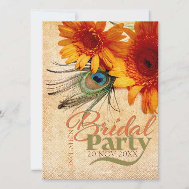 Invitación a la fiesta nupcial de la pluma de vera (Anverso)