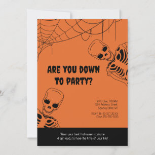 Invitación a la fiesta para adultos Skeleton Hallo