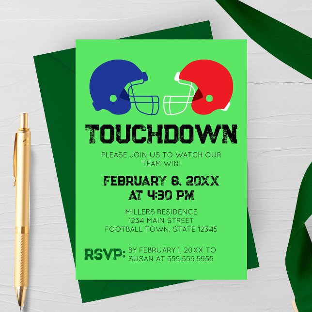 Invitación a la Fiesta para Ver Fútbol (Football Watch Party Invitation | Football Helmets Two Team Customizable Invitation)