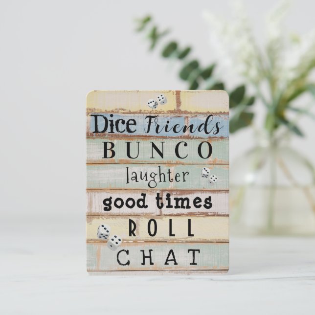Invitación a la fiesta Pastel Wood Bunco (Anverso de pie)